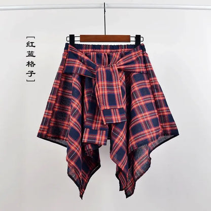 Plaid Rock Frauen Plissee Schnür Krawatte Minirock y2k Streetwear Harajuku Vintage unregelmäßige Sport Straße Frauen Furz Vorhang So ist Leben