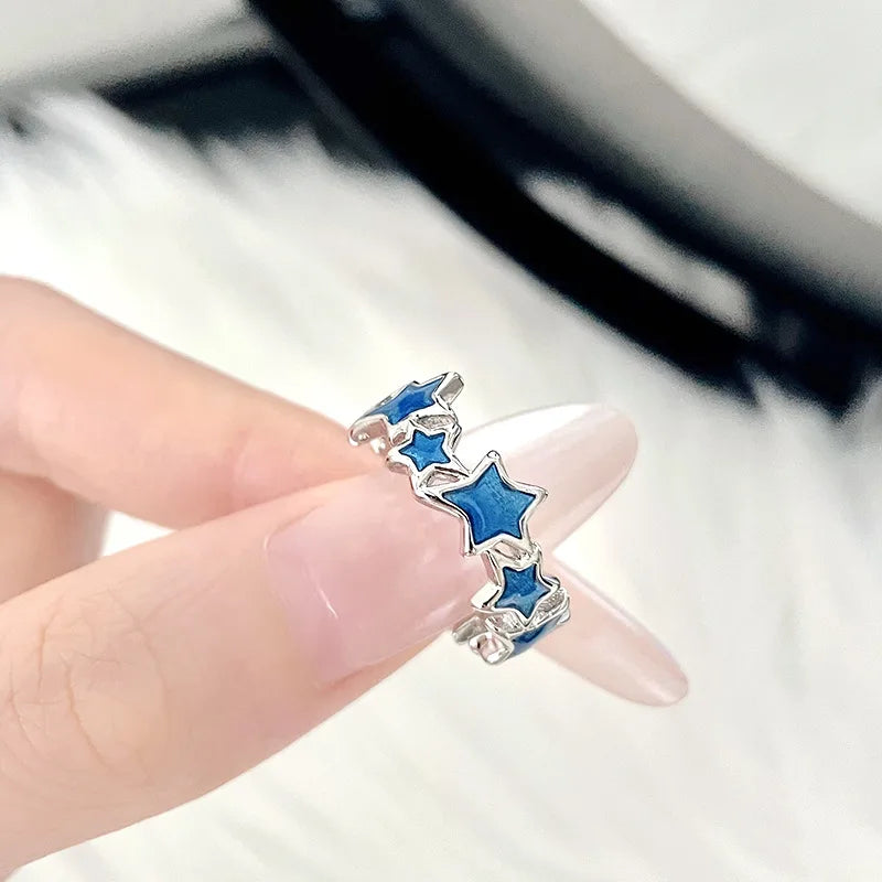 Vintage Unregelmäßige Kreuz Stern Offenen Ring für Frauen Männer Punk Gothic Silber Farbe Einstellbar Paar Ringe Y2K Egirl Schmuck Geschenk So ist Leben