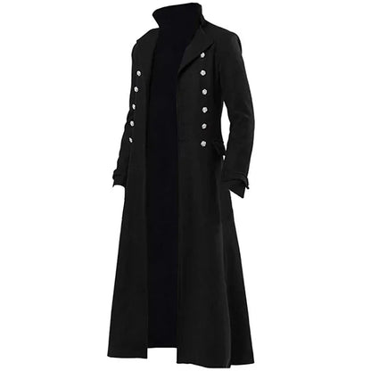 S-5XL Plus Größe Männer Gothic Graben Mittelalterlichen Steampunk Retro Stil Lange Jacken Zweireiher Solide männer Vintage Lange Jacken So ist Leben
