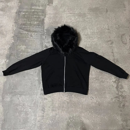 Streetwear Y2K Zip Up Hoodie Grunge Goth Ästhetik Grafikdruck Retro Punk Kleidung Übergroßes Hip Hop Zipper Hoodie Sweatshirt So ist Leben