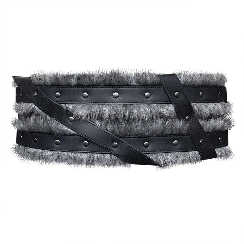 Mittelalter licher Wikinger Ritter breiter Gürtel Kunst pelz Pu Leder Hüftgurt Gothic Nordic Viking Renaissance Rüstung Cosplay Bühne Requisiten So ist Leben