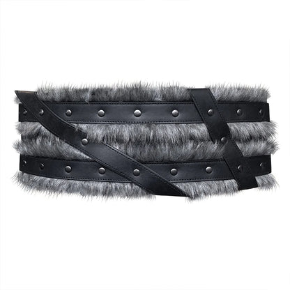 Mittelalter licher Wikinger Ritter breiter Gürtel Kunst pelz Pu Leder Hüftgurt Gothic Nordic Viking Renaissance Rüstung Cosplay Bühne Requisiten So ist Leben