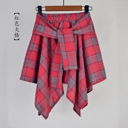 Plaid Rock Frauen Plissee Schnür Krawatte Minirock y2k Streetwear Harajuku Vintage unregelmäßige Sport Straße Frauen Furz Vorhang So ist Leben