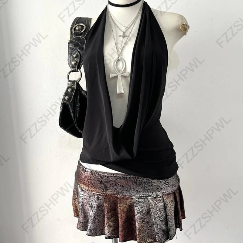 Gothic Y2K Damen Langarm T-Shirt Sexy Slim Fit Chic Slash Neck Zipper Design Crop Top Rock Punk Hip Hop Damen Streetwear So ist Leben