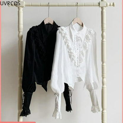 Japanische Kawaii Lolita Blusen Frauen Viktorianischen Vintage Laterne Hülse Shirts Tops Y2k Ästhetischen Cospaly JK Blusas Mujer De Moda - So ist Leben