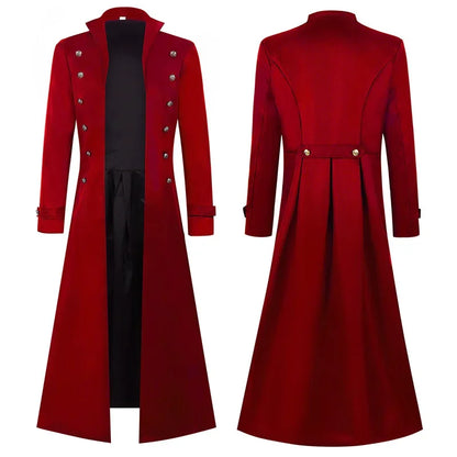 S-5XL Plus Größe Männer Gothic Graben Mittelalterlichen Steampunk Retro Stil Lange Jacken Zweireiher Solide männer Vintage Lange Jacken So ist Leben