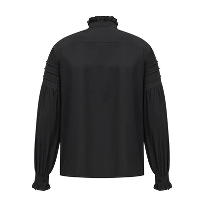 Weißes Baumwoll-Rüschen-Stehkragen mit langen Laternenärmeln, Piraten-Cosplay, viktorianisches Herrenhemd, mittelalterliche Kleidung, Gothic-Vintage-Top So ist Leben
