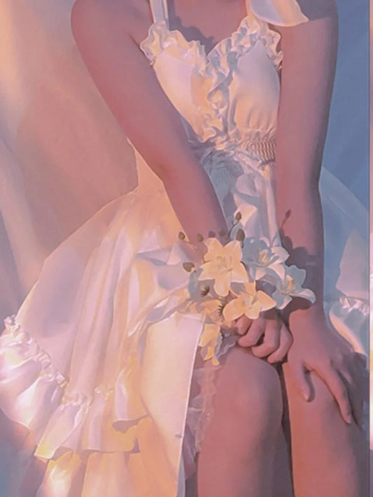 Sommer Klassische Elegante Hosenträger Kleid Lolita Solide Kawaii Lolita Retro Weiche Mädchen Tee Party JSK Hosenträger Kleid So ist Leben