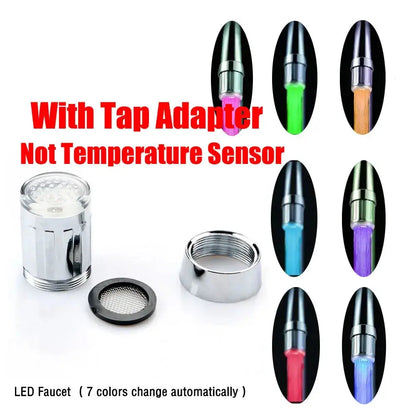 LED Water Faucet Stream Light Kitchen Bathroom Shower Tap Faucet Nozzle Head 7 Color Change Temperature Sensor Light Faucet led - So ist Leben