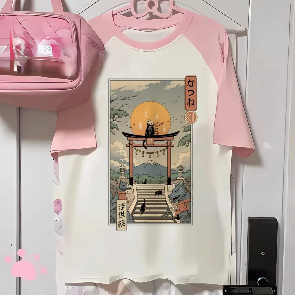 Japanisches Grunge Cartoon T‑Shirt für Frauen - So ist Leben