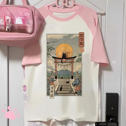 Japanisches Grunge Cartoon T‑Shirt für Frauen - So ist Leben