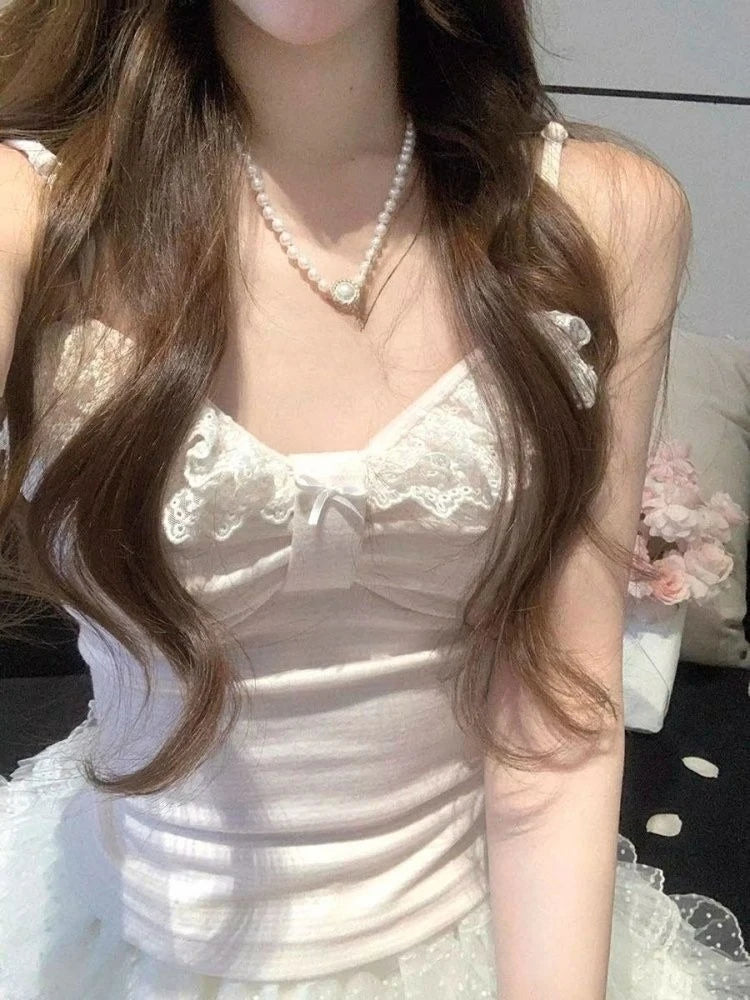 Vintage japanische Lolita ärmellose Rüschenwesten für Damen, süßes Harajuku-Tanktop im Y2K Fairy Grunge Stil, lässiges Outfit für Teenager-Mädchen So ist Leben