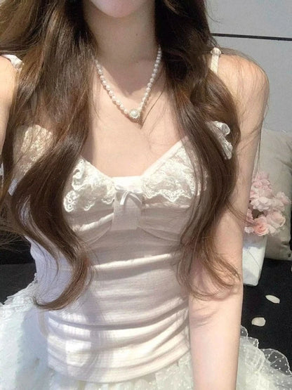 Vintage japanische Lolita ärmellose Rüschenwesten für Damen, süßes Harajuku-Tanktop im Y2K Fairy Grunge Stil, lässiges Outfit für Teenager-Mädchen So ist Leben