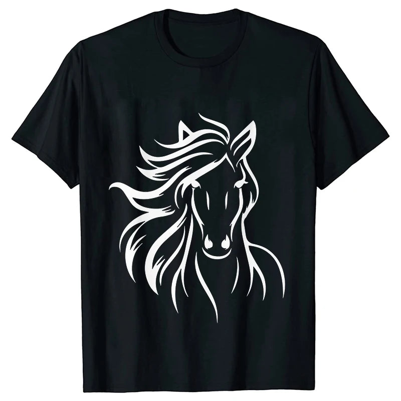 New Fashion Men Women T Shirt Horse Heartbeat Design Adults Children's Clothing Fashion Harajuku Horse Lover Tee T-Shirt Gifts So ist Leben