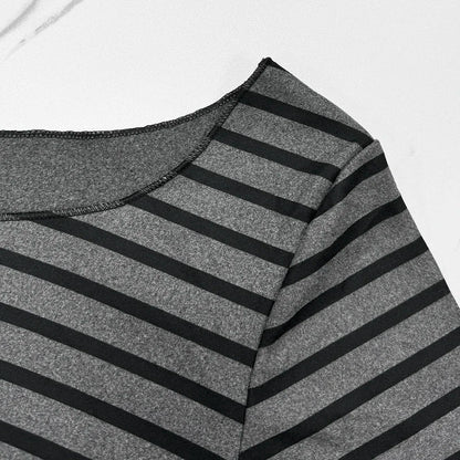 Frühling Herbst Damen Neue japanische Grundmodelle Schlankes langärmeliges gestreiftes T-Shirt Trägerloses koreanisches Street Style y2k dünne Tops So ist Leben