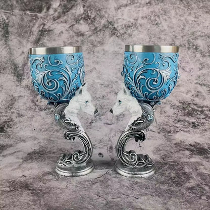 Klassischer Edelstahl‑Kelch mit Drachenmotiv und Strukturdesign So ist Leben