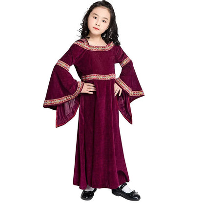 Mittelalter liches Retro viktoria nisches Kleid für Frauen Halloween Party Vampir Hexen kostüm Gothic Red Flare Ärmel Kapuze langes Kleid Vestidos So ist Leben
