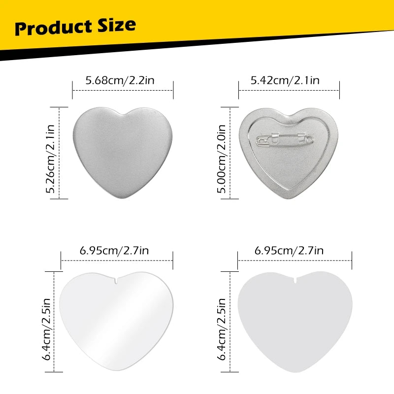 Button Maker Maschine Herzform Form 100 Set Knopfteile für Pin Badge Press Maker Slide Rail Maschine DIY Herstellung 57 * 53 mm So ist Leben