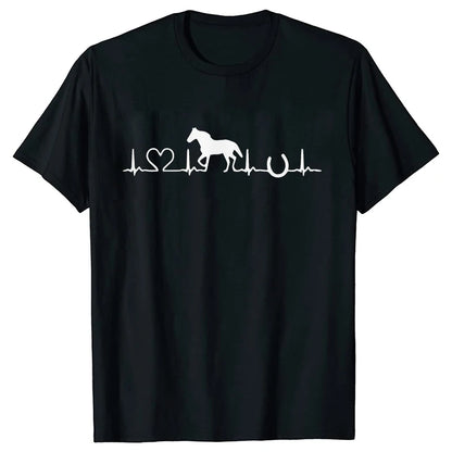 New Fashion Men Women T Shirt Horse Heartbeat Design Adults Children's Clothing Fashion Harajuku Horse Lover Tee T-Shirt Gifts So ist Leben