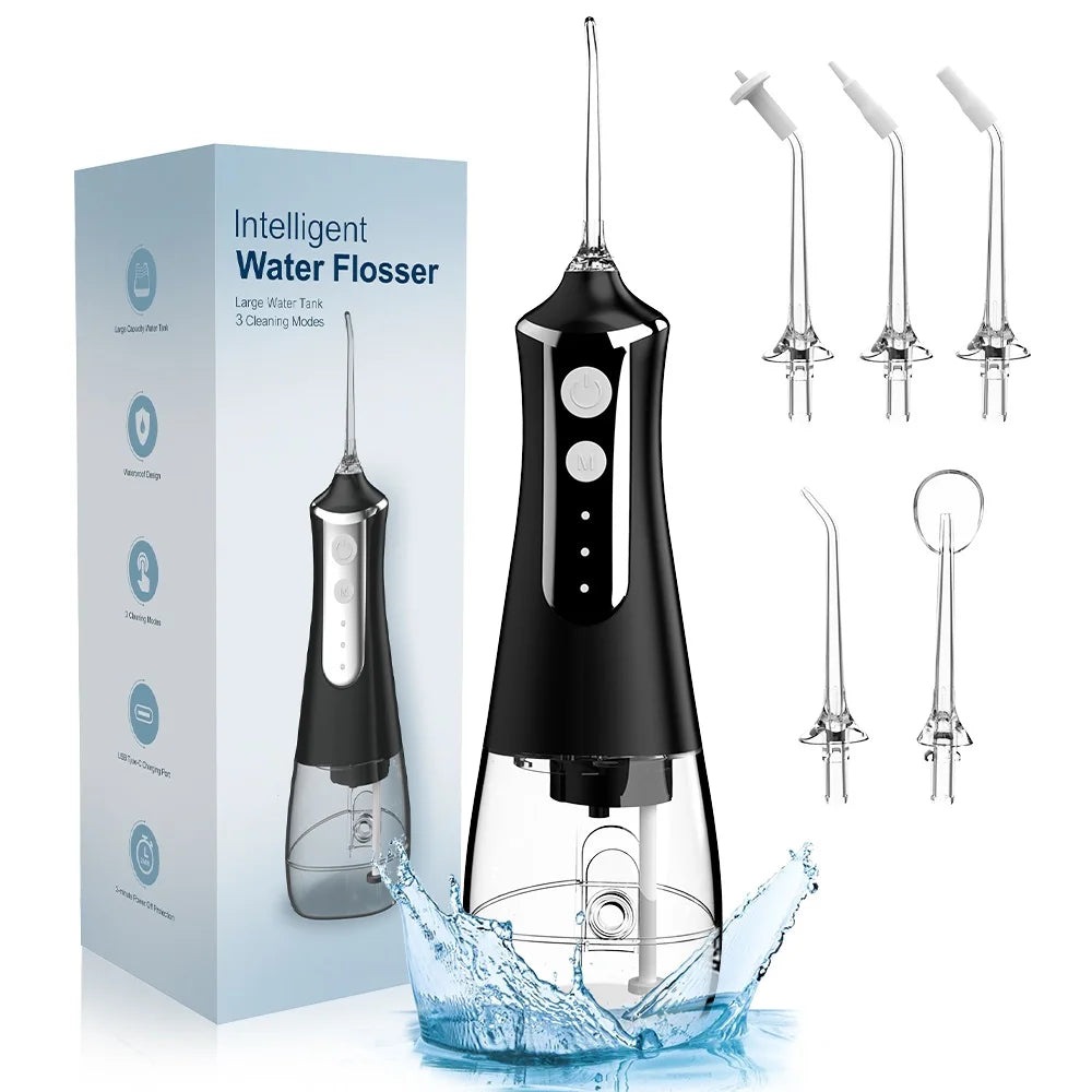 Dental Munddusche Wasser Flosser Gewinde Zähne Pick Mund Waschmaschine 5 Düsen 3 Modi USB Aufladbare 300 ml Tank So ist Leben