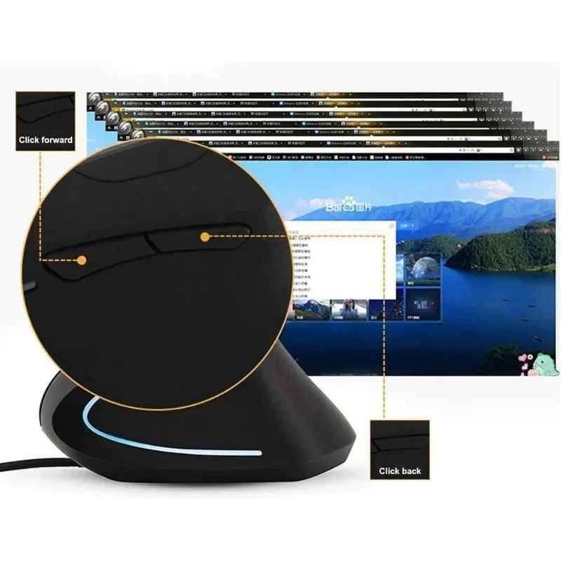 Vertikale optische Maus, ergonomisches Design, 4-stufige DPI, verstellbare USB-LED-Gaming-Maus mit Kabel für Windows, Laptop, PC So ist Leben