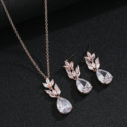 Zwei Größe Neue Design Luxus AAA Zirkon Olivenzweig Ohrringe und Anhänger Schmuck Sets Für Mode Frauen Hochzeit Schmuck Set AS128 So ist Leben