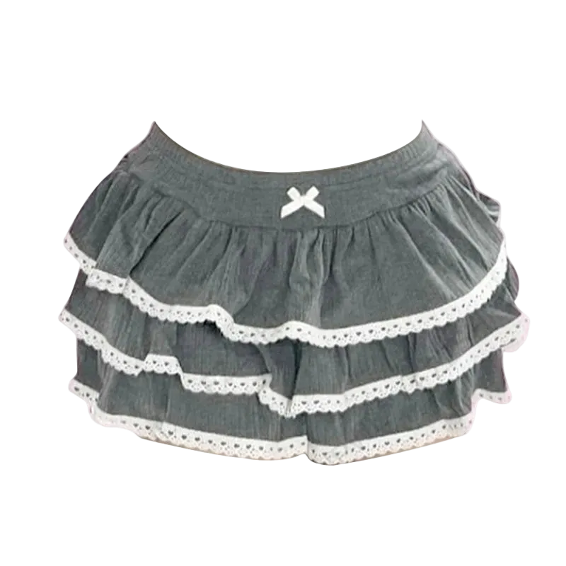 Kawaii Damen Miniröcke Einfarbig Y2k Punk Sexy Slim Streetwear Bogen Faltenrock Emo Mädchen Gothic Damen Kleidung Vintage So ist Leben