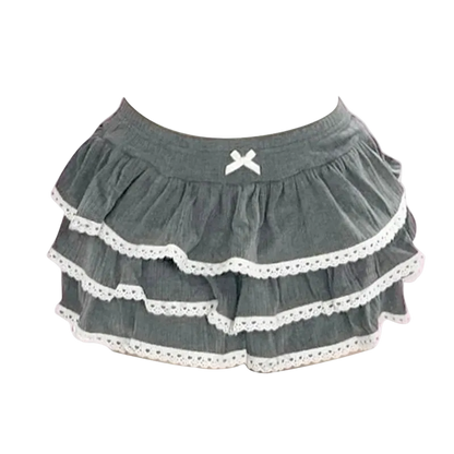 Kawaii Damen Miniröcke Einfarbig Y2k Punk Sexy Slim Streetwear Bogen Faltenrock Emo Mädchen Gothic Damen Kleidung Vintage So ist Leben