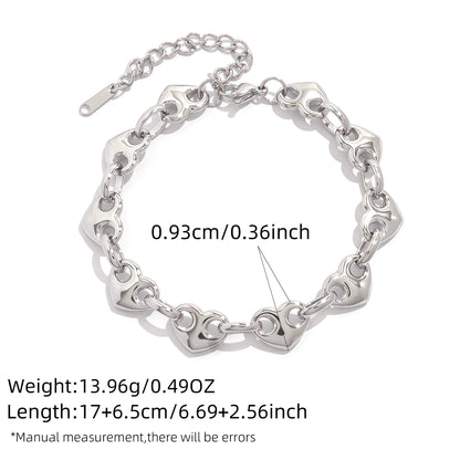 Minimalistisches, klassisches, zweifarbiges Herz-Knopf-Armband aus 18 Karat vergoldetem Edelstahl mit Herzknöpfen, stapelbares rundes Knopfarmband So ist Leben