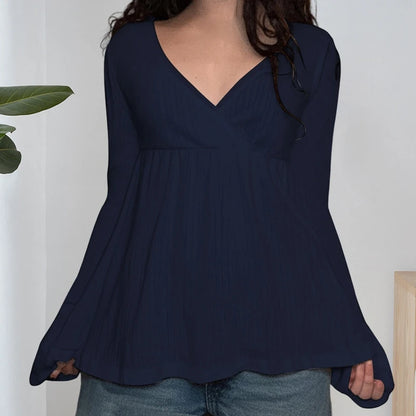 Frauen Fee Y2k Cottage T-shirt Kokette V-ausschnitt Langarm Babydoll Tees Herbst Frühling Casual Pullover Tops Vintage Kleidung So ist Leben