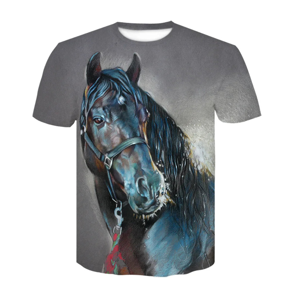 Neue 3d Tier T Hemd Männer Pferd Gedruckt Harajuku Casual Punk Rock Mode Streetwear O Neck Sportliche Atmungsaktive Leichte So ist Leben