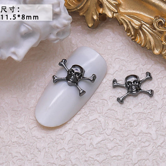 40PCS Dark Alloy Nail art Charms Schädel Bogen Skelett Palm Sinister Zubehör Für Halloween Nägel Dekoration Maniküre Liefert So ist Leben