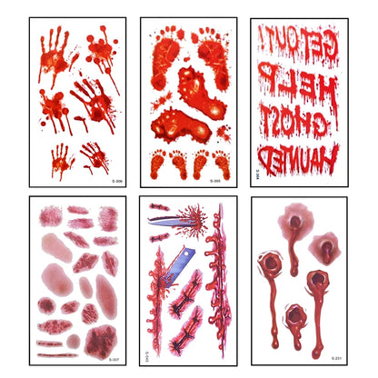 6 stücke Halloween Blutige Wunde Tattoo Aufkleber Trick Scary Wasserdicht Temporäre Tattoo DIY Gefälschte Tattoo Halloween Party Dekoration So ist Leben