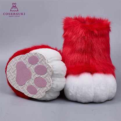 Kigurumi Fursuit Feline und Canine Paw Schuhe Pelzige Cosplay Schuhe Comic Con Performance Schuhe So ist Leben