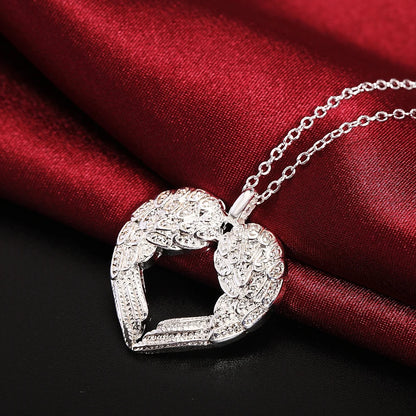 925 sterling Silber Engel flügel herz Anhänger Halskette Für Frauen luxus mode party hochzeit zubehör Schmuck Weihnachten geschenk So ist Leben