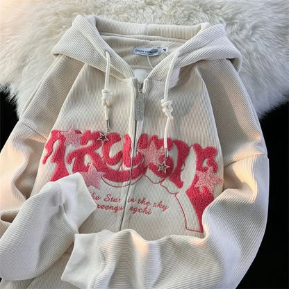 Lässiger Langarm-Sweatshirt-Hoodie mit Stickerei - So ist Leben