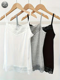3-teiliges Damen-Cami-Tanktop mit Spitze und Blumenmuster, vielseitige und einfache Oberbekleidung, lässige, bequeme Sommeroberteile So ist Leben