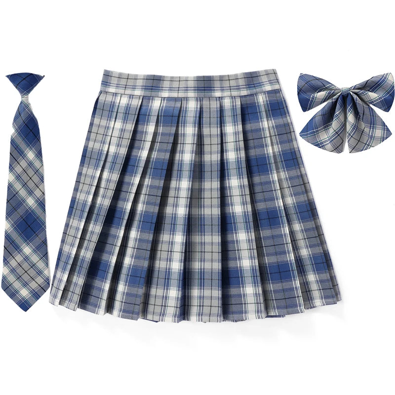 Frauen Hohe Taille Gefaltete Rock Plaid Krawatte Sommer Neue Harajuku Preppy Mini EINE Linie Japanische Schule Uniformen Mädchen Kawaii Rock So ist Leben