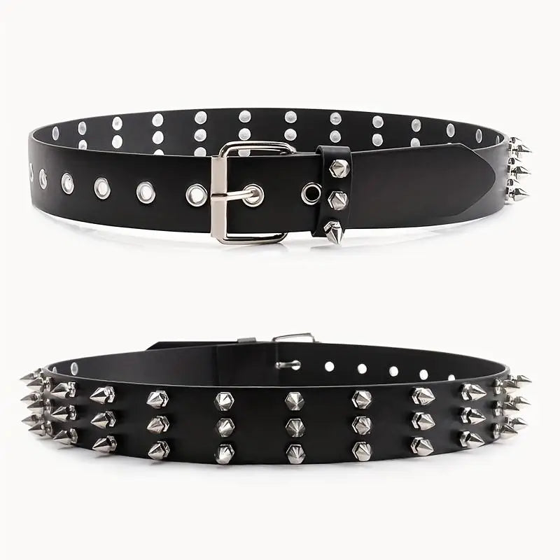 Neuer Stil Nieten-Schwarz-Punk-Stil-Gürtel mit Nadelschnalle, vielseitig und hochwertig für Frauen, Y2k-Gürtel, Denim-Gürtel für Männer und Frauen So ist Leben