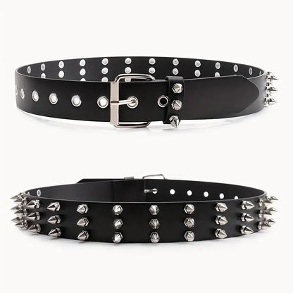 Neuer Stil Nieten-Schwarz-Punk-Stil-Gürtel mit Nadelschnalle, vielseitig und hochwertig für Frauen, Y2k-Gürtel, Denim-Gürtel für Männer und Frauen So ist Leben