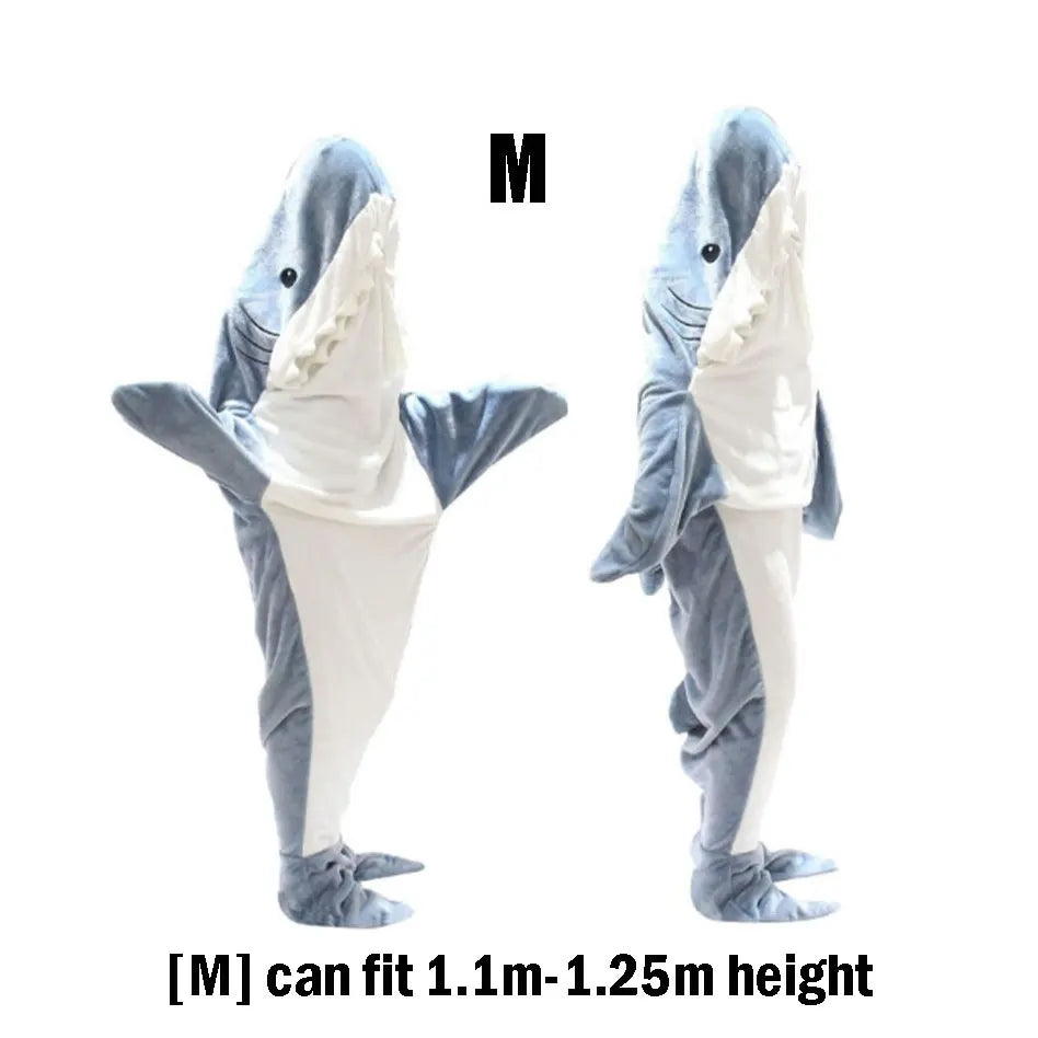 Cartoon Shark Decke Hoodie Frauen Kigurumi Overall Kinder Eltern Mit Kapuze Warme Flanell Lustige Homewear Shark Onesie Schlafsack - So ist Leben