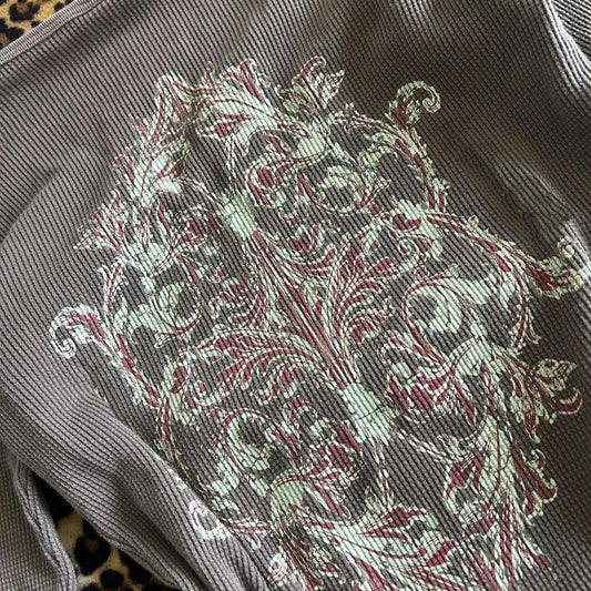 Y2k ästhetische Slim Fit Crop Tops Cyber Grunge Kleidung Grafik Tops Vintage V-Ausschnitt Langarm T-Shirt Herbst Frühling Streetwear So ist Leben