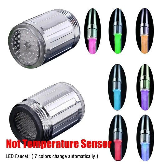 LED Water Faucet Stream Light Kitchen Bathroom Shower Tap Faucet Nozzle Head 7 Color Change Temperature Sensor Light Faucet led - So ist Leben
