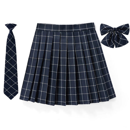 Frauen Hohe Taille Gefaltete Rock Plaid Krawatte Sommer Neue Harajuku Preppy Mini EINE Linie Japanische Schule Uniformen Mädchen Kawaii Rock So ist Leben