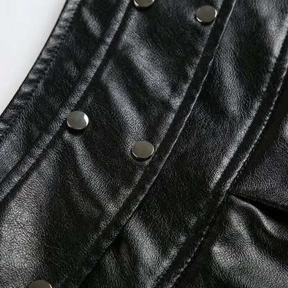 Goth Dark Punk Stil Niet Faux Pu Leder Falten röcke 90er Jahre Grunge Streetwear Frauen Einkaufs zentrum Gothic Drop A-Linie Minirock Reiß verschluss So ist Leben