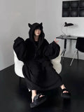 Verdickter, gepolsterter, warmer Pyjama, einfarbig, Homewear, lockeres Kapuzenkleid, Imp-Paar-Robe, Herbst und Winter, einteiliger Pyjama für Studenten So ist Leben