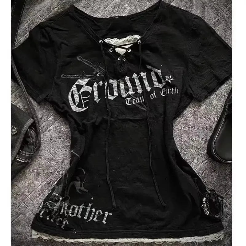 Harajuku Brief Drucken T-shirt Subkultur frauen Top Y2k T-shirt Sommer Vintage 90er Jahre Hot Girl Crop T-shirt Koreanische Grunge Nette Grafik So ist Leben