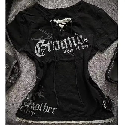 Harajuku Brief Drucken T-shirt Subkultur frauen Top Y2k T-shirt Sommer Vintage 90er Jahre Hot Girl Crop T-shirt Koreanische Grunge Nette Grafik So ist Leben