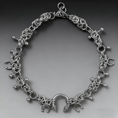 Punk Mode Edelstahl Niet Hufeisen Ring DIY Anhänger Halskette für Frauen Coole Mode Goth Schmuck Grunge Halsband So ist Leben