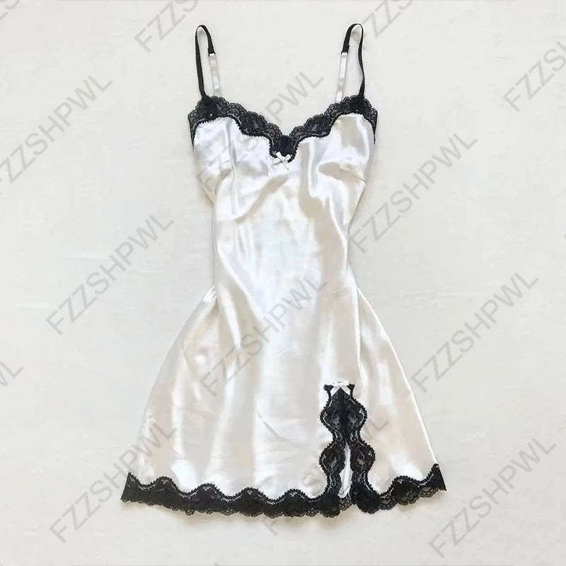 Gothic Harajuku Vintage Y2K Damen Kleid Sexy Slim Chic Casual Lace-up Design Neckholder Kleider Punk Rock Emo Girl Streetwear So ist Leben